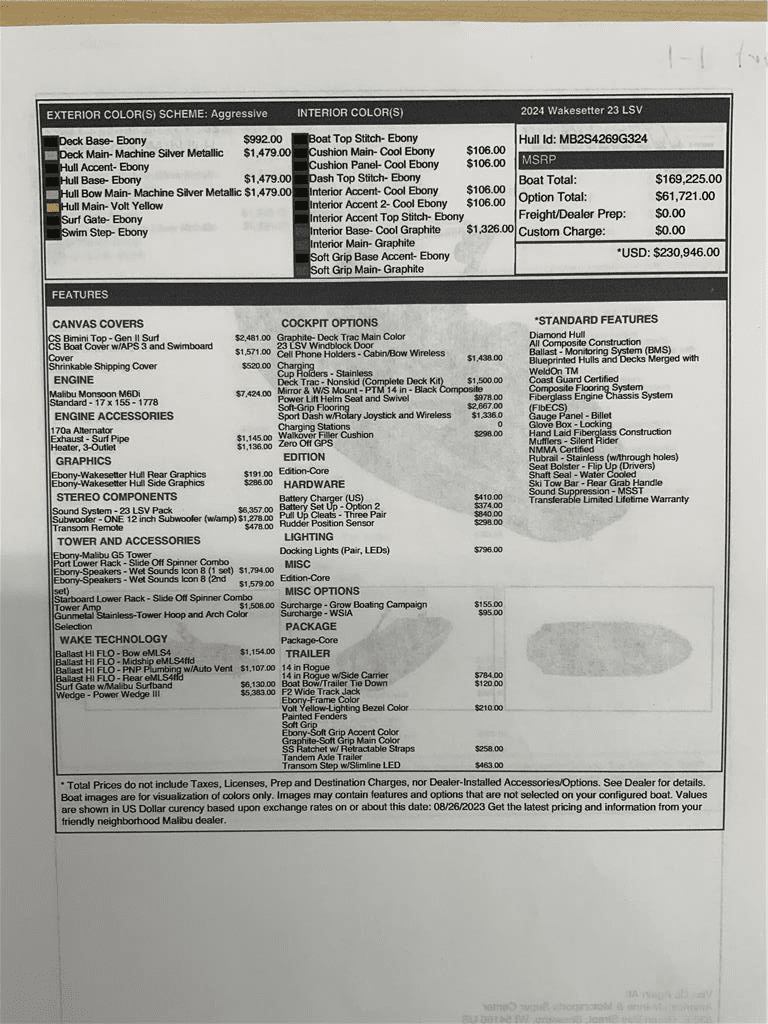 NEW 2024 MALIBU 23 LSV WAKESETTER w/ M6DI (DH) &amp; TRAILER