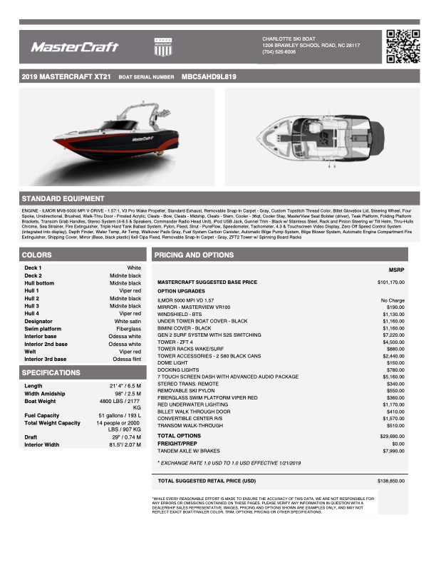 2019 Mastercraft XT21